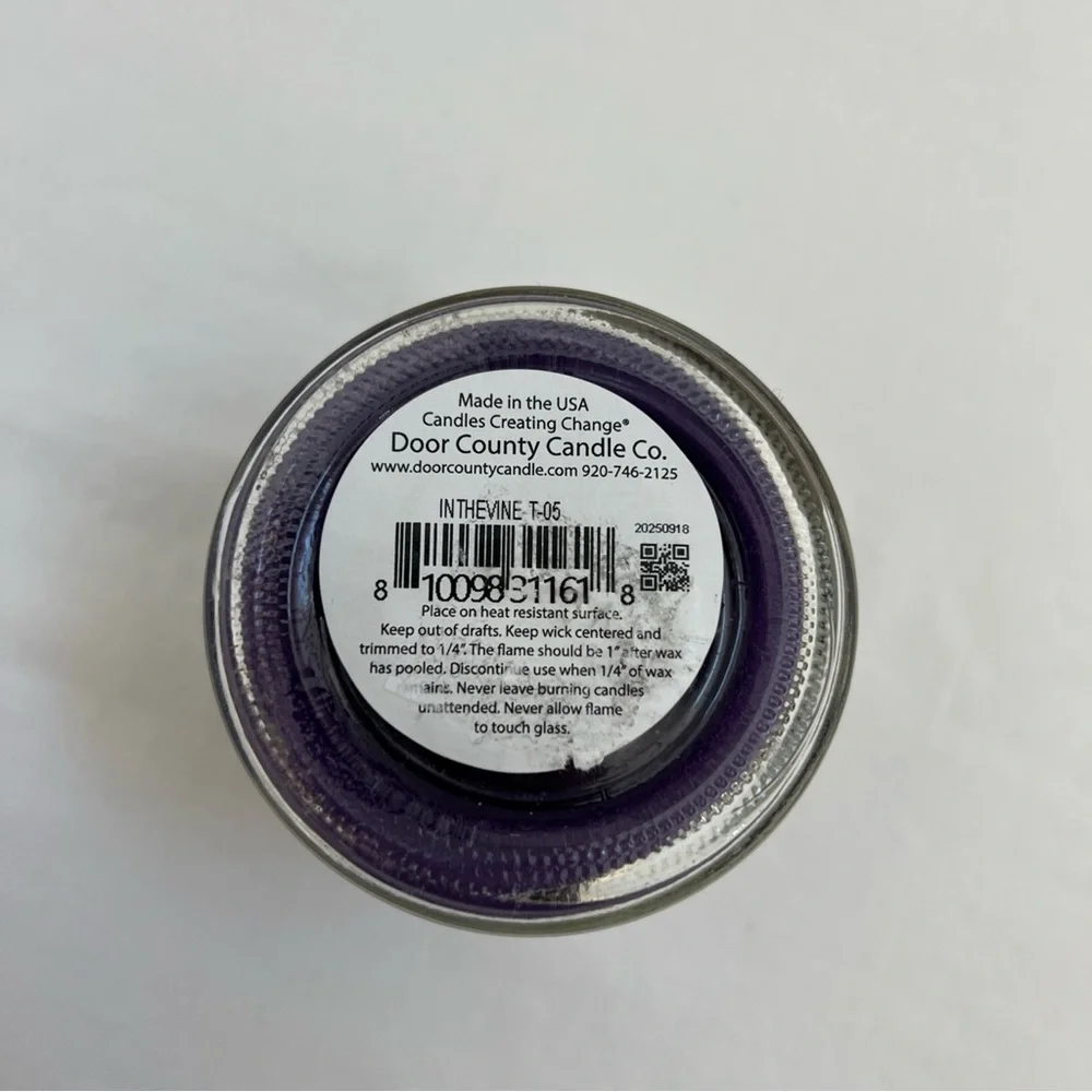 NEW Door County Candle IN THE VINEYARD 5 oz Apothecary Candle 27 Hour Burn Time